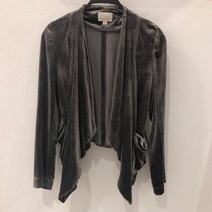 Hinge Velvet Drape Cardigan